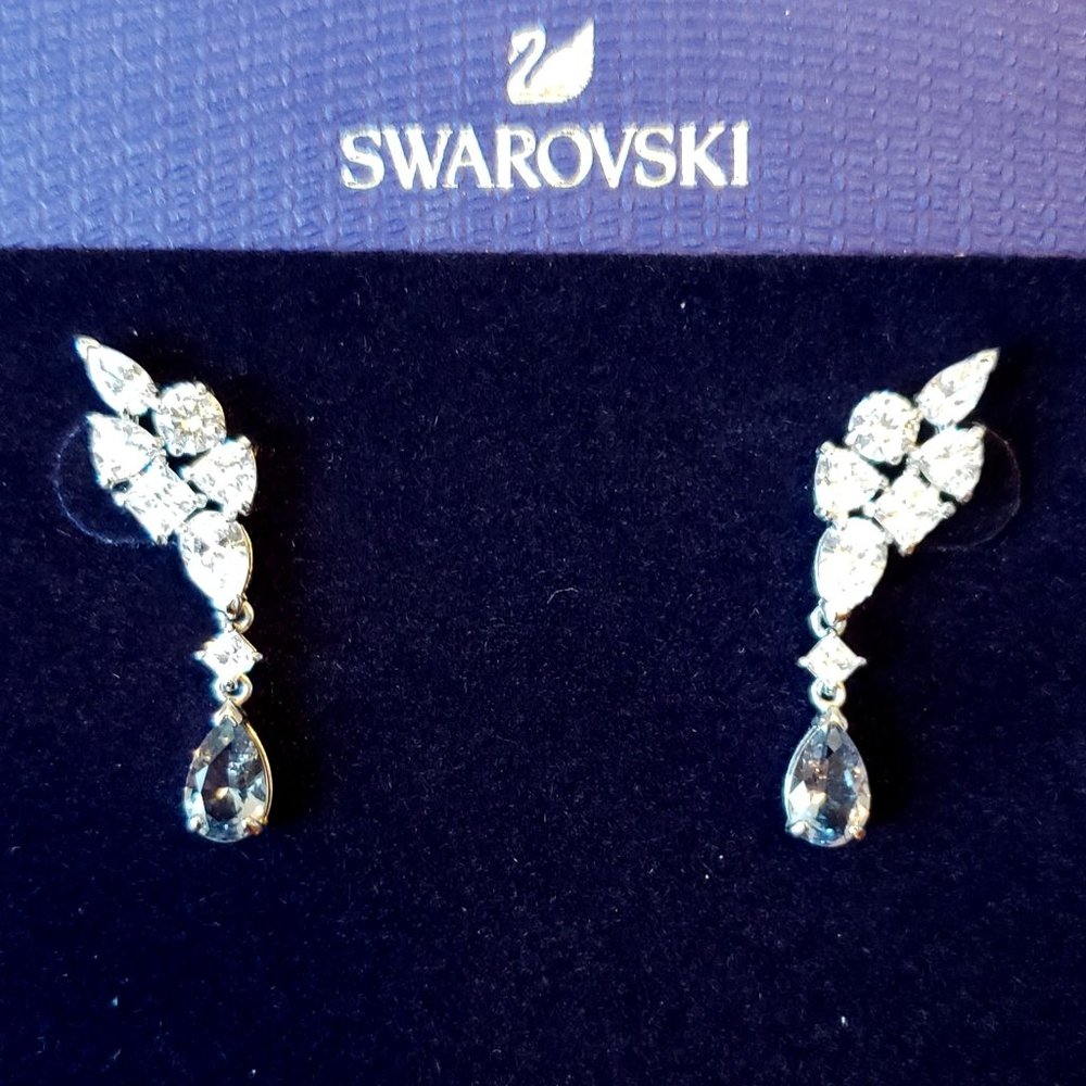 Swarovski Tennis Deluxe Cluster Mixed Pierced Earrings